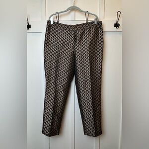 Talbots Women's Signature Size 14 Black Gold Geometric Print Ankle Dress Pants